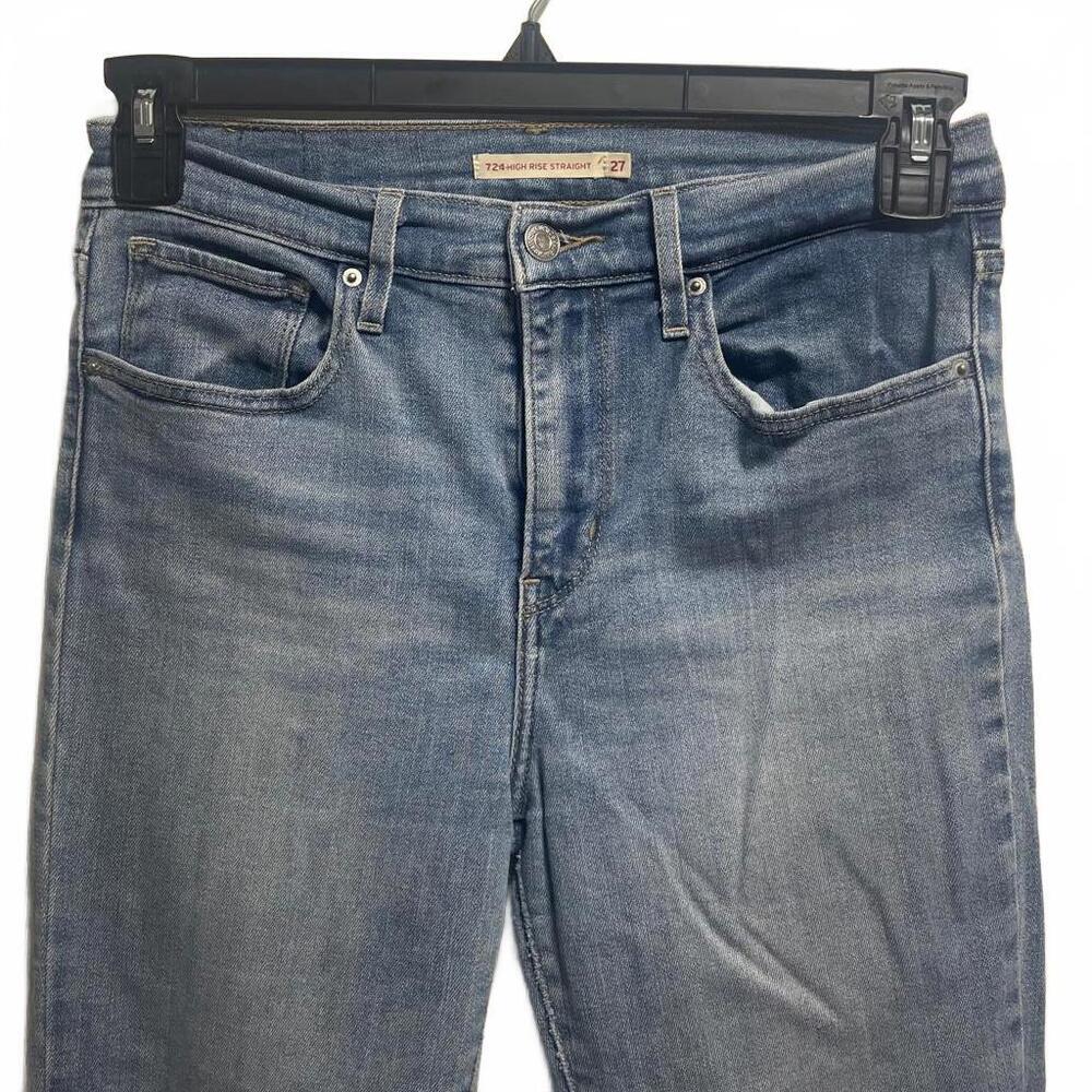 Levi's 724 High Rise Straight Jeans - Distressed Denim - Size 27 - Picture 3 of 16